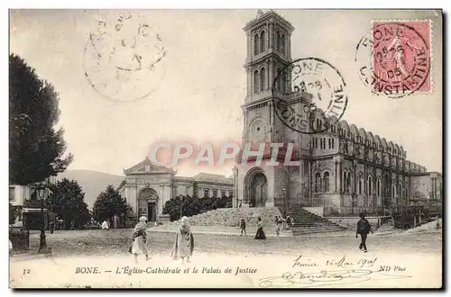 Cartes postales Bone L&#39Eglise Cathedrale Et Le Palais De Justice