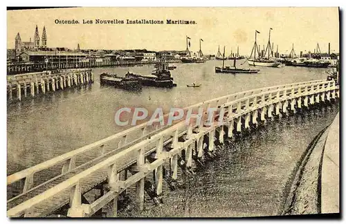 Cartes postales Ostende Les Nouvelles Installations Maritines Bateaux