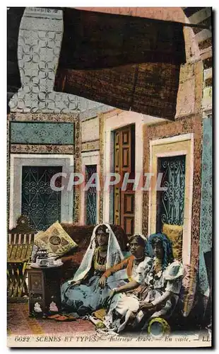 Cartes postales Scenes Et Types Interieur Arabe En visite