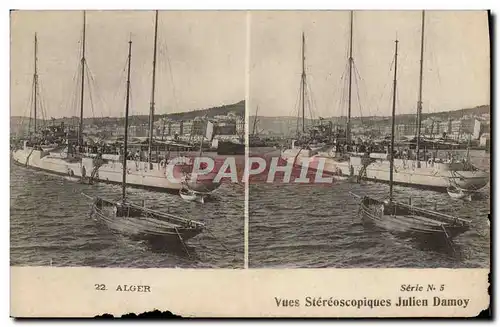 Cartes postales Alger Vues Stereoscopiques Julien Damoy Bateaux