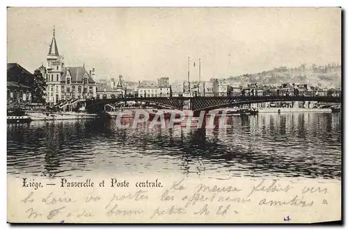 Cartes postales Liege Passerelle Et Poste Centrale