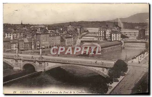 Cartes postales Geneve Vue A Vol D&#39oiseau Du Pont De La Coulouvrenivre