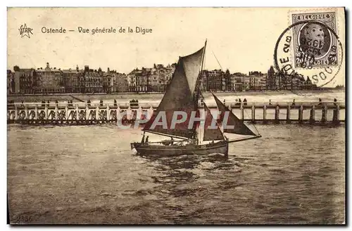 Cartes postales Ostende Vue Generale De La Digue Bateau