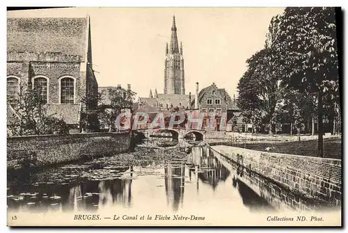Cartes postales Bruges Le Canal Et La Fleche Notre Dame