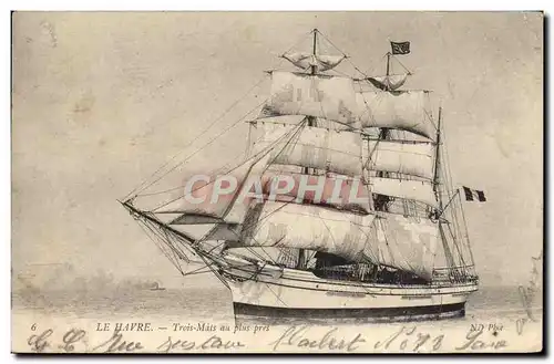 Cartes postales Le Havre Trois Mats Au Plus Pres Bateau