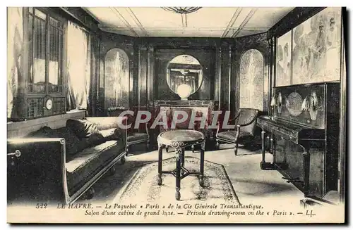Ansichtskarte AK Le Havre Le Paquebot Paris de la Cie Generale Transatlantique Salon d&#39une cabine de grand lux
