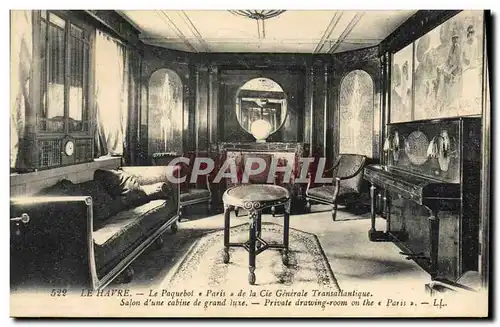 Cartes postales Le Havre Le Paquebot Paris de la Cie Generale Transatlantique Salon d'une cabine de grand lux