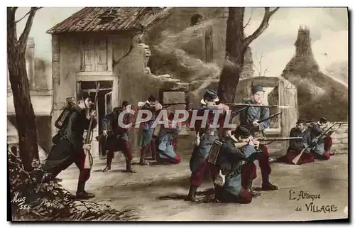 Cartes postales L&#39Attaque Du Village Soldat Militaria