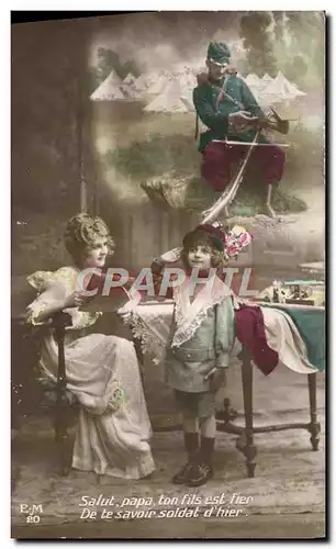 Cartes postales Salut Papa Ton Fils Est Fier de te savoir soldat d&#39hier Militaria