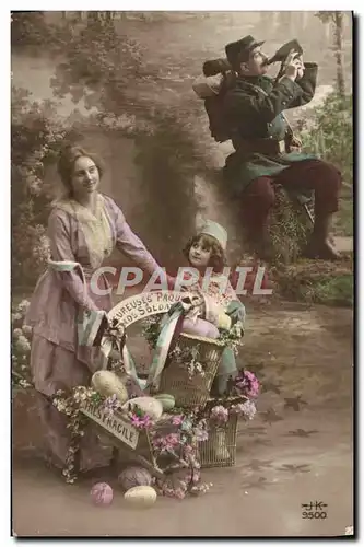 Cartes postales Fantaisie Femme Enfant Militaria