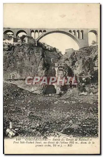 Cartes postales Constantine Entree Des Gorges De Rummel Et pont Sidi Rached