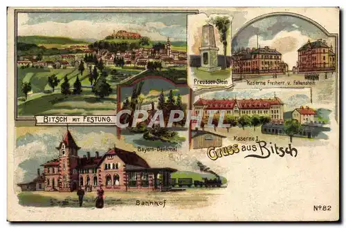 Cartes postales Gruss Aus Bitsch Bahnhof Bayern Denkmal