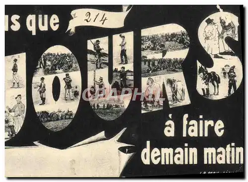 Cartes postales 214 jours A Faire Demain Matin Militaria