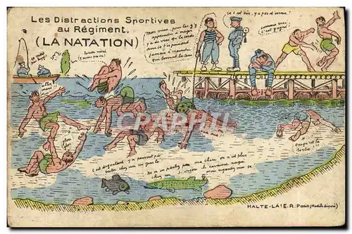 Cartes postales La Nation Les distractions sportives Poisson Militaria