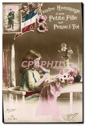 Cartes postales Fantaisie Enfant Soldat Militaria