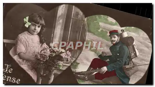 Cartes postales Fantaisie Enfant Soldat Militaria Coeur