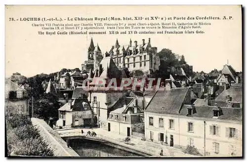 Cartes postales Loches Le Chateau Royal et porte des Cordeliers