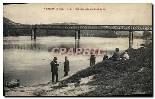 Cartes postales Vernon Pecheers Pres du Pont du Fer peche