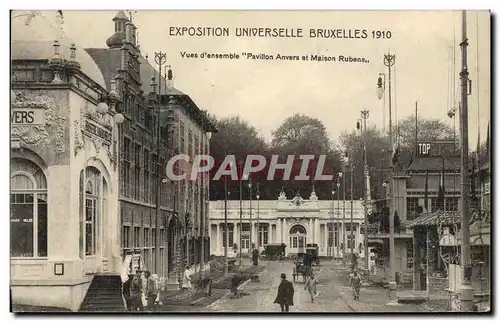 Cartes postales Exposition Universelle Bruxelles 1910 Vues d&#39ensemble Pavillon Anvers et Maison Rubens