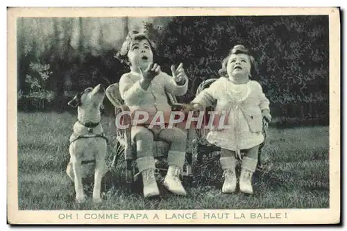 Cartes postales Oh Comme Papa A Lance Haut La Balle Enfants chien