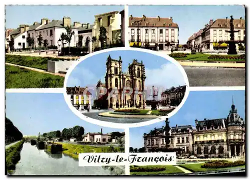 Cartes postales moderne Vitry le Francois Jardin des Minimes Place d&#39armes L&#39eglise Le canal Vue vers la Caisse d&