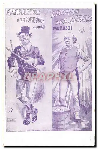 Cartes postales Manipulateur De Cannes Par Rossi Homme aux seaux Humour
