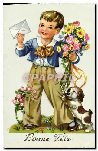 Cartes postales moderne Fantaisie Enfant Chien Bonne Fete