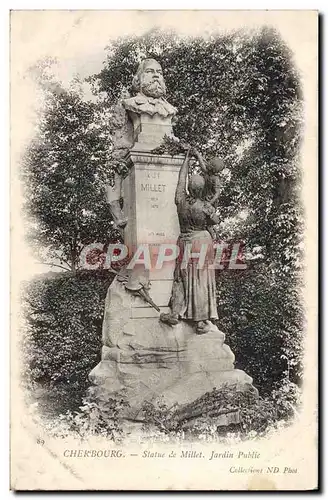Cartes postales Cherbourg Statue de Millet Jardin Public