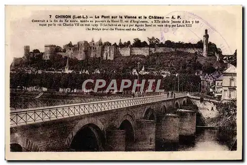 Cartes postales Chinon Le Pont Sur la Vienne et la Chateau