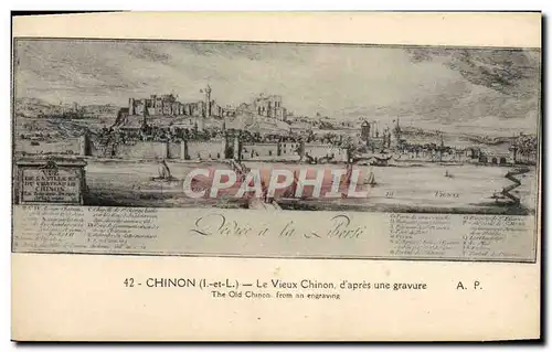 Cartes postales Chinon Le Vieux Chinon d&#39apres une gravure