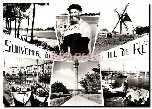 Cartes postales moderne Souvenir Ile de Re Moulin a vent Phare