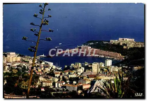 Cartes postales moderne Principaute De Monaco Vue Generale Prise de la Turbie Flamme Couronne du blason Mediterranee