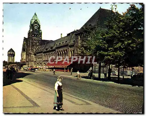 Moderne Karte Jeune Lorraine et la Gare de Metz