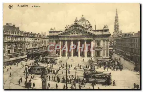 Ansichtskarte AK Bruxelles La Bourse Tramway