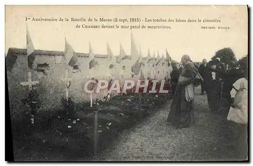 Ansichtskarte AK 1er anniversaire de la Bataille de la Marne Les tombes des heros dans le cimetiere de Chambry de