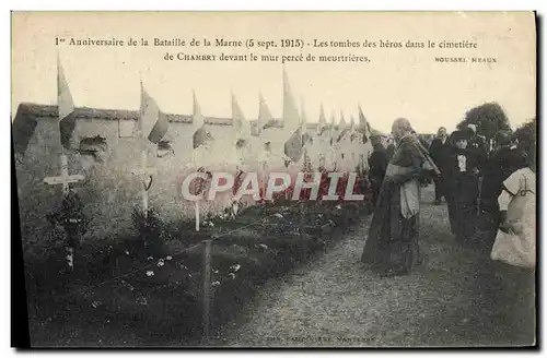 Cartes postales 1er anniversaire de la Bataille de la Marne Les tombes des heros dans le cimetiere de Chambry de