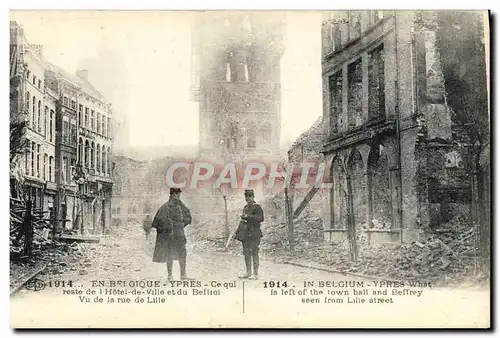 Cartes postales Ypers Ce qui reste de l&#39hotel de ville et du beffroi Vu de la rue de lille 9222