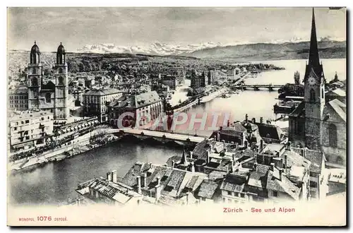 Cartes postales Zurich See und Alpen