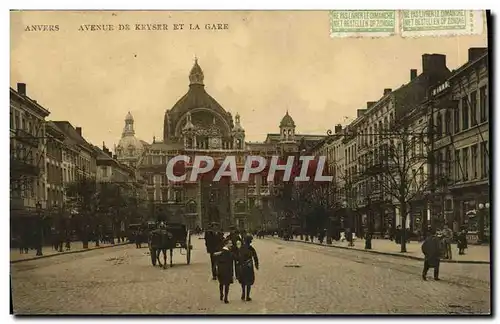 Cartes postales Anvers Avenue De Keyser Et La Gare Enfants