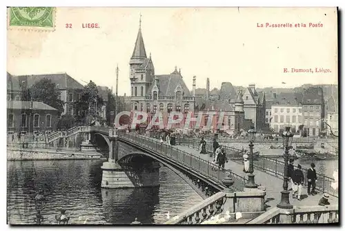 Ansichtskarte AK Liege La Passerelle Et La Poste