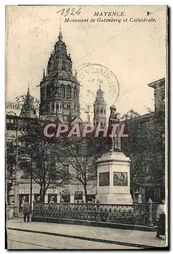 Ansichtskarte AK Mayence Monument De Gutenberg Et Cathedrale Cachet poste aux Armees 204