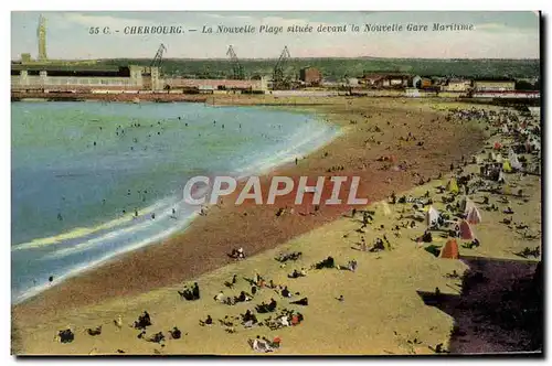 Cartes postales Cherbourg La Nouvelle Plage Situee Devant La Nouvelle Gare Maritime