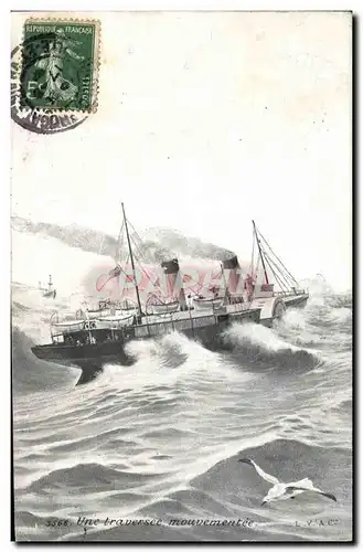 Cartes postales Une Traversee Mouvementee Bateau