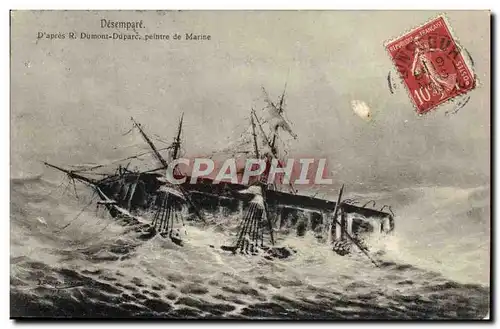 Cartes postales Desempare Dapres Dumont Duparc Peintre De Marine Bateau