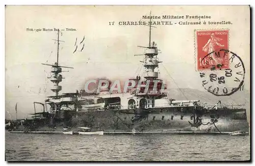 Cartes postales Marine Militaire Francaise Charles Martel Cuirasse A Tourelles