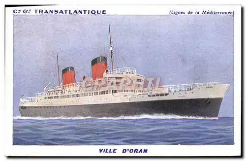 Cartes postales Ville D&#39Oran Cie Gle Transatlantique Lignes de la Mediterrabee