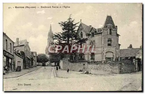 Cartes postales Gorron Boulevard Favrie Et I&#39Eglise