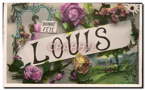 Cartes postales Fantaisie Fleurs Prenom Louis