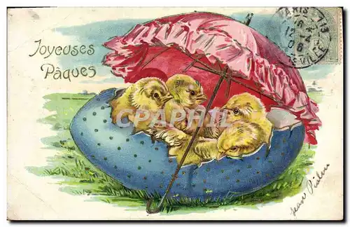 Cartes postales Fantaisie Poussins Paques Oeuf