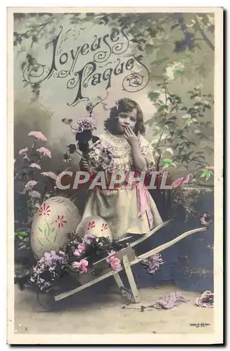 Cartes postales Fantaisie Fleurs Enfant Paques Oeuf